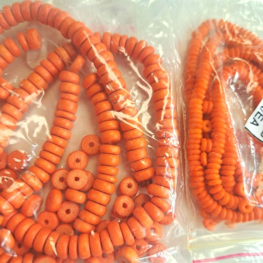 Orange Wooden Jewelry Making Beads 8mm and smaller